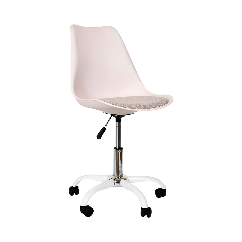 Chaise de bureau à roulettes en bois et métal crème - Emma