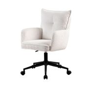 Chaise de bureau à roulettes en velours côtelé blanc - Moda