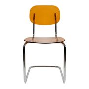 Chaise de salle à manger en polycarbonate et fer ambre - Seventies