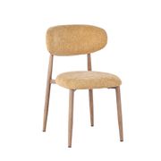 Chaise de salle à manger en tissu jaune et pieds en métal effet bois - Copenhague