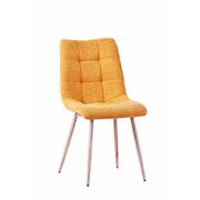 Chaise de salle à manger en tissu jaune et pieds en métal effet chêne clair - Oslo