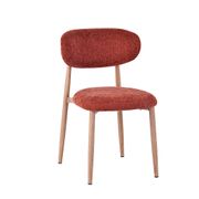 Chaise de salle à manger en tissu terracotta et pieds en métal effet bois - Copenhague