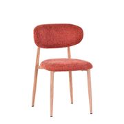 Chaise de salle à manger en tissu terracotta et pieds en métal effet chêne clair - Copenhague