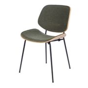 Chaise de salle à manger en tissu vert et chêne - Atlanta