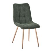 Chaise de salle à manger en tissu vert et pieds en métal effet bois - Oslo