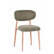 Chaise de salle à manger en tissu vert et pieds en métal effet chêne clair - Copenhague