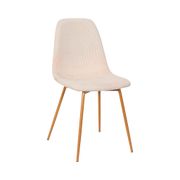 Chaise de salle à manger en velours côtelé beige et pieds effet bois - Pauline
