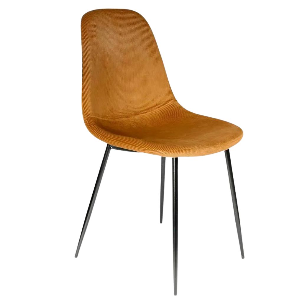 Chaise salle à manger en velours cotelé moutarde - Julia