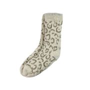 Chaussettes antidérapante grise motifs léopard - taille unique - Leo
