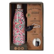 Coffret bouteille isotherme fleurie