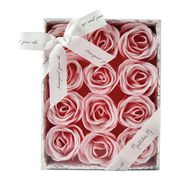 Coffret de 12 roses de savon roses et blanches - parfum rose