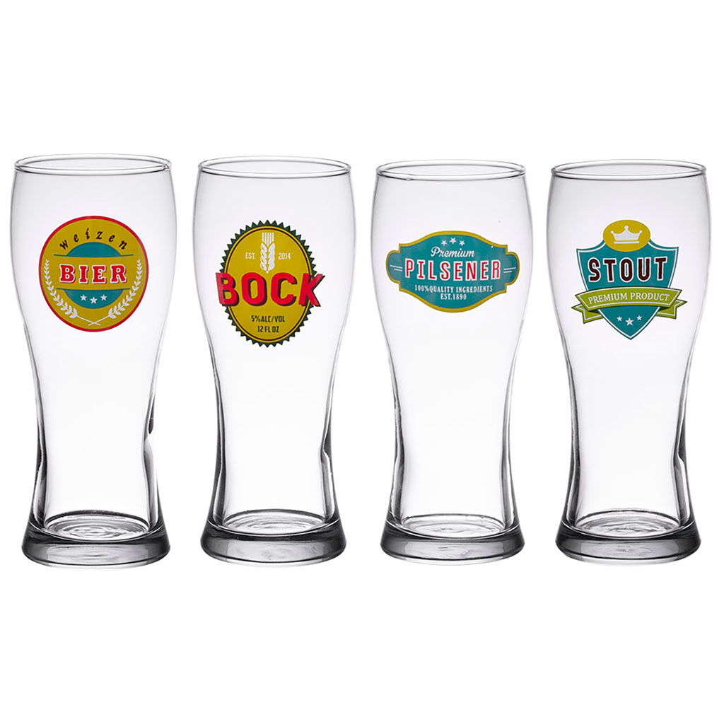 Coffret de 4 chopes de biere 50cl en verre transparent