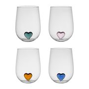 Coffret de 4 gobelets cœur en verre multicolore 60cl - Colorea