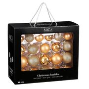 Coffret de 42 boules de noël en verre doré