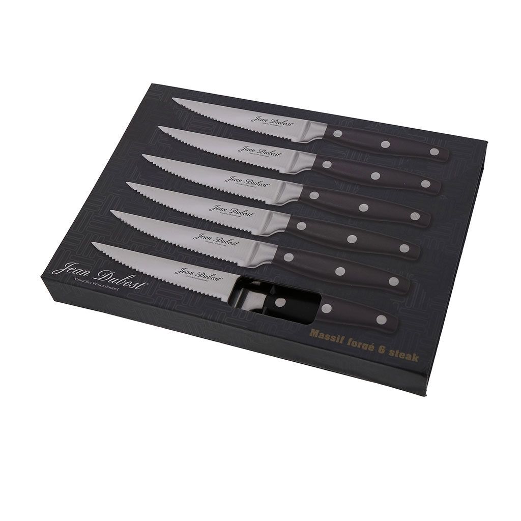 Coffret de 6 couteaux à steack noir - Massif