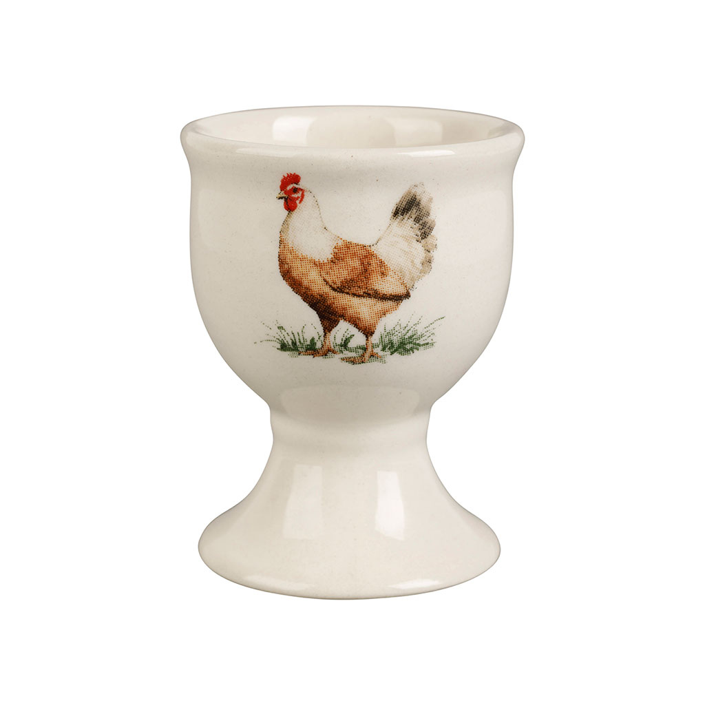 Coquetier poule en faïence blanc cassé - Collection