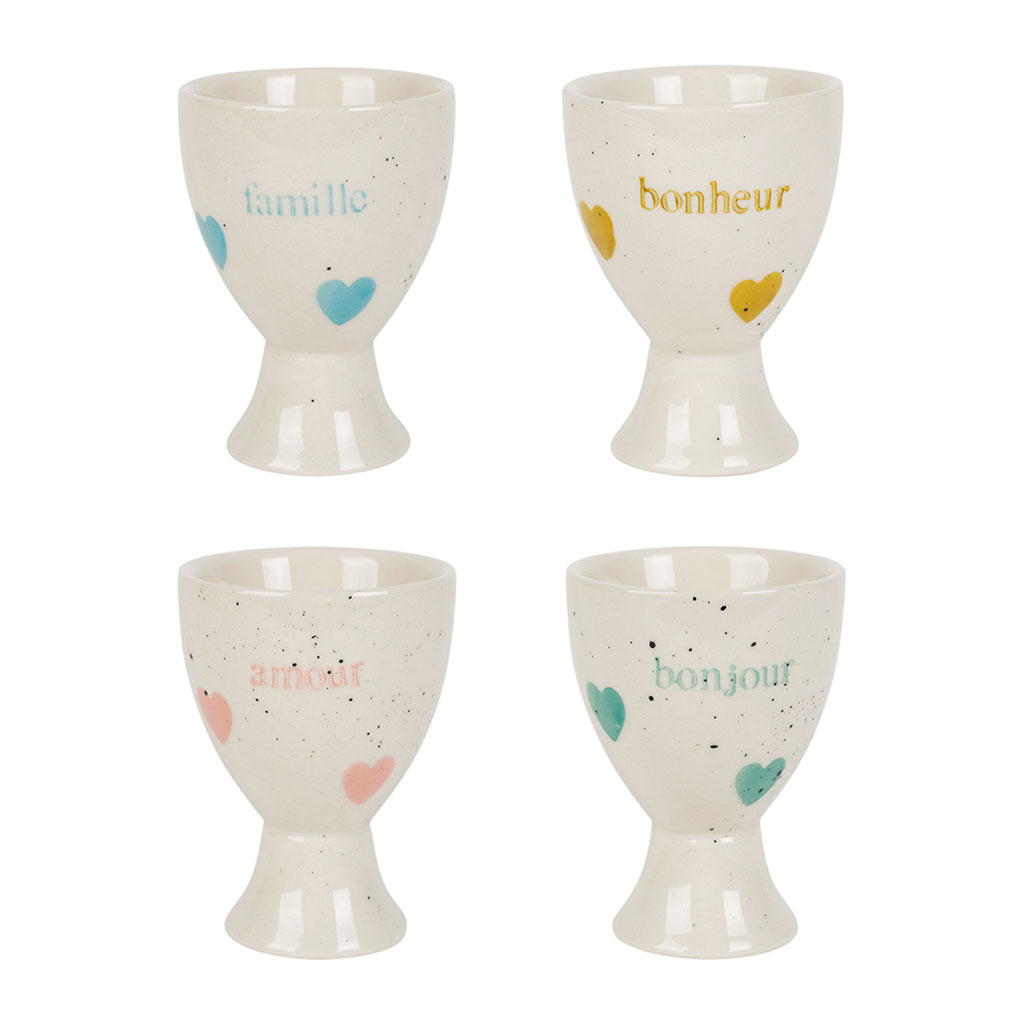 Coquetiers x4 en grès multicolore moucheté - Famille