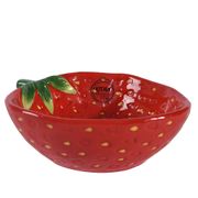 Coupelle fraise en dolomite rouge 15.5x12cm