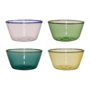Coupelles x4 en verre borosilicate émeraude, jaune, vert et rose d11cm - Colorea