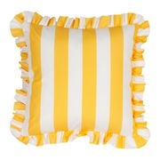 Coussin à volants en tissu rayé jaune 45x45cm - Palma