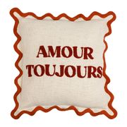Coussin "Amour toujours" en coton terracotta et écru 45x45cm - Lumi