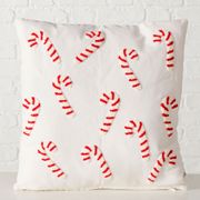 Coussin canne à sucre en coton rouge et blanc 45x45cm