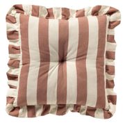 Coussin carré en tissu rayé rose 40x40cm - Bella