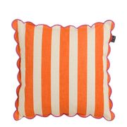 Coussin en coton rayé orange et écru 45x45cm
