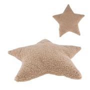 Coussin étoile en tissu bouclette marron clair 45x45cm - Teddy