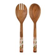 Couverts à salade en bois d'acacia - Fleur