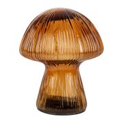 Déco champignon LED en verre ambre h14cm