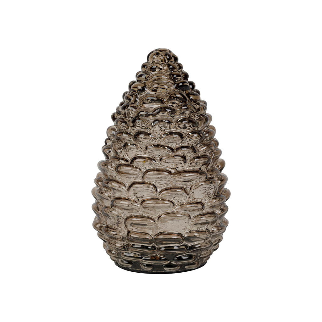 Déco led pigne en verre fumé h15cm - Automnal 