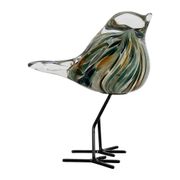 Deco moineau en verre émeraude et doré - Serin