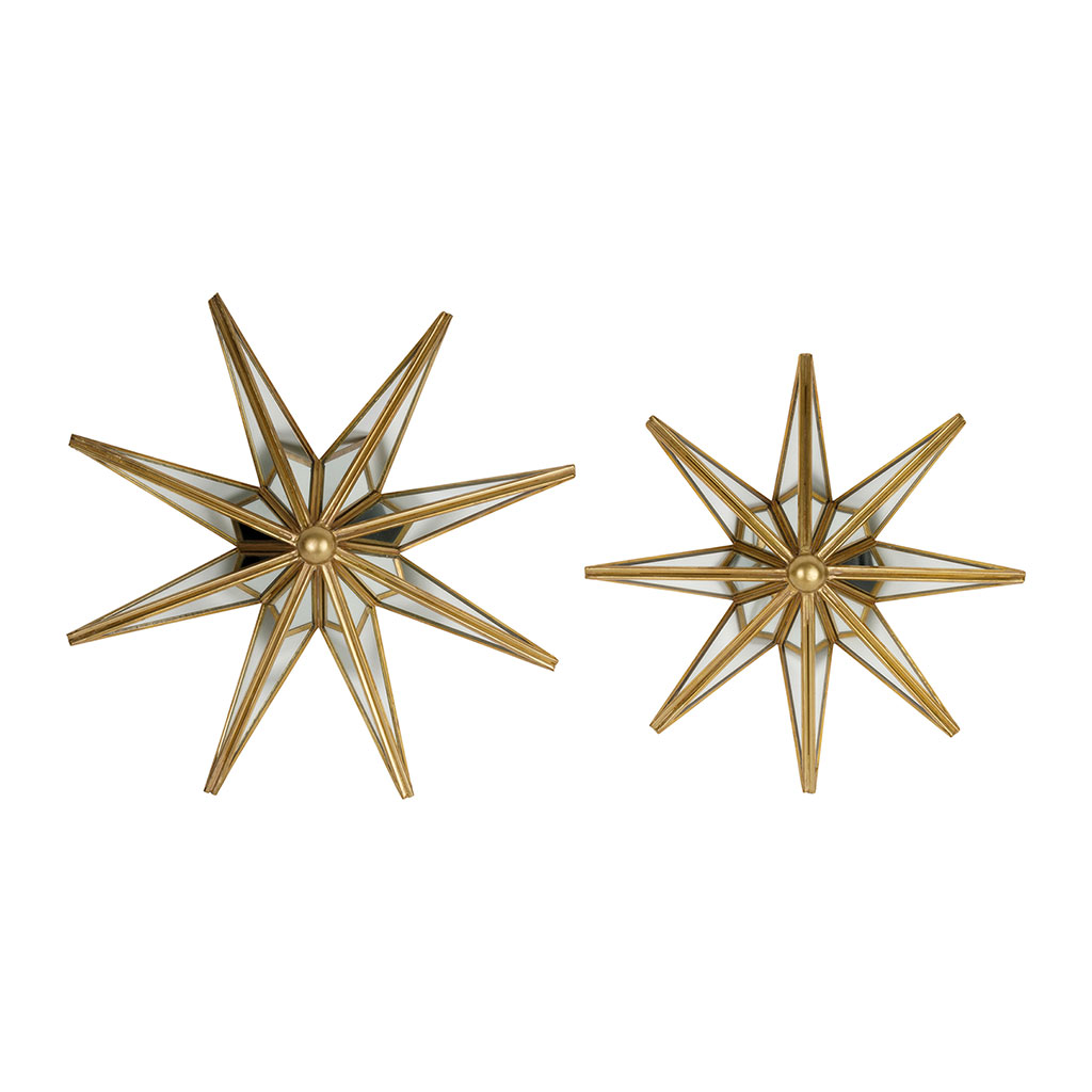 Décoration murale étoile x2 en fer doré
