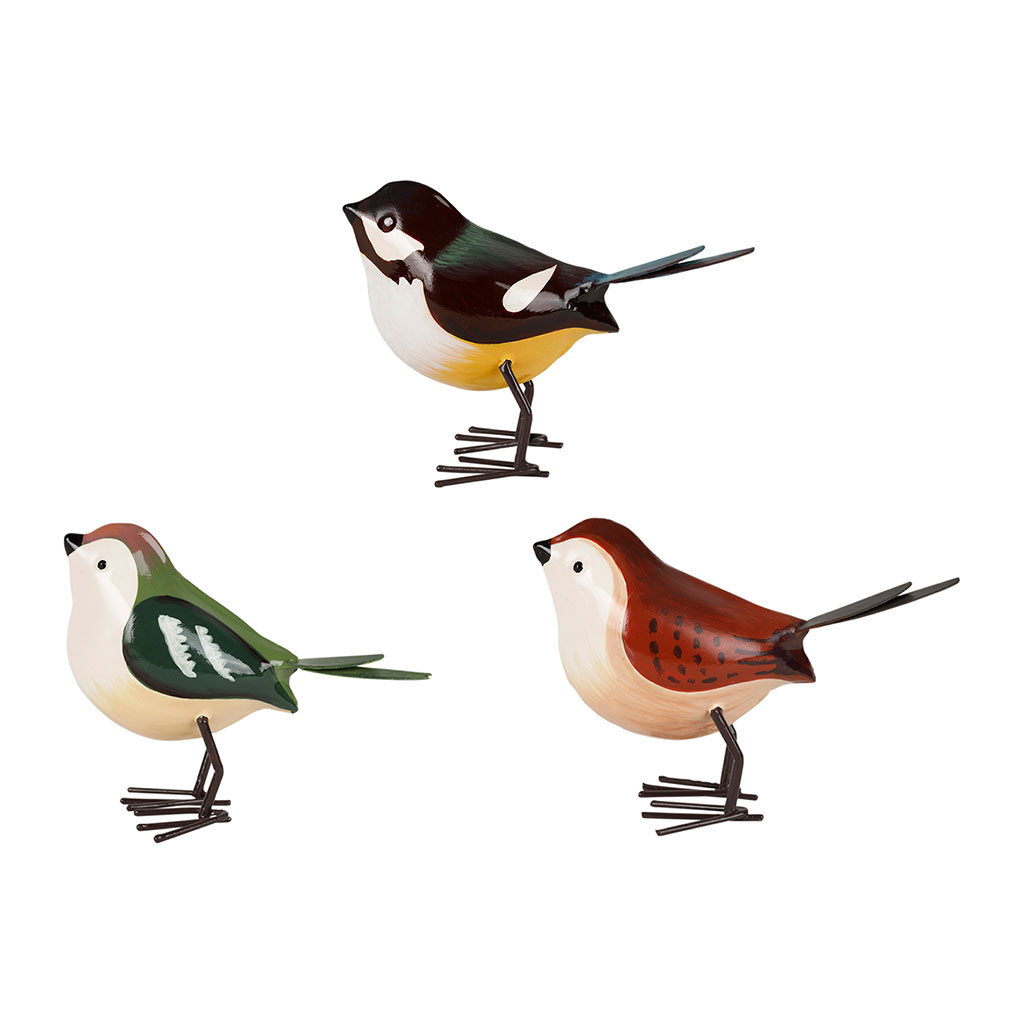 Déco oiseau x3 en fer multicolore - Campagne