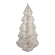 Déco sapin LED en verre argenté h28cm - Flocon