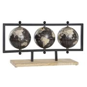 Decoration 3 globes terrestre noir 49.5x12xh25cm