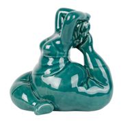 Décoration femme yoga en grès émeraude h18cm