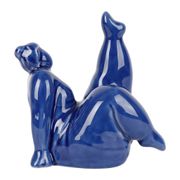 Décoration femme yoga en grès indigo h15cm