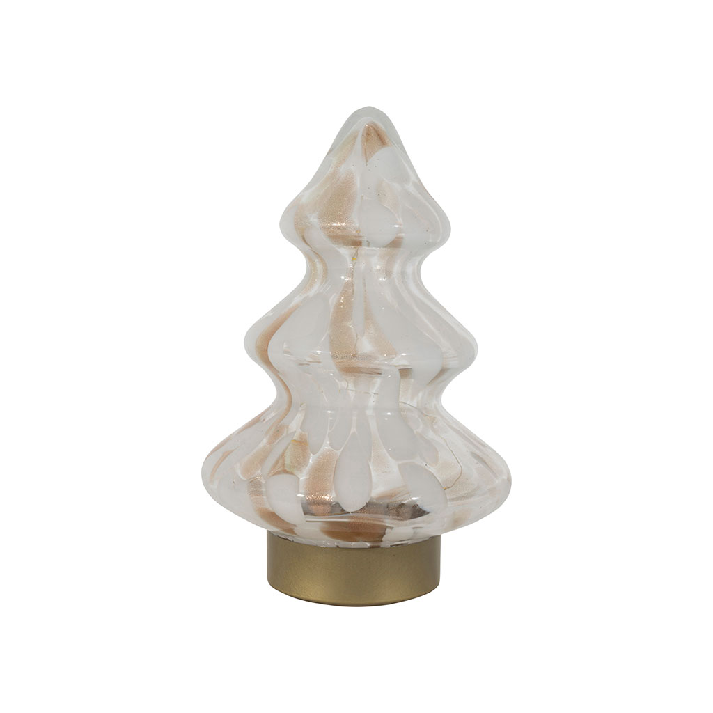 Décoration led sapin blanc et doré h21cm - Aiguipi
