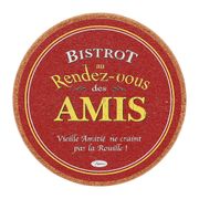 Dessous de plat en liège rouge et jaune d20cm - Bistrot Des Amis
