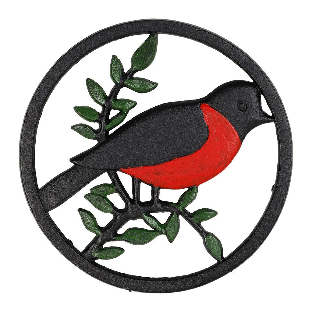 Dessous de plat oiseau en fonte rouge et vert d20cm - Campagne