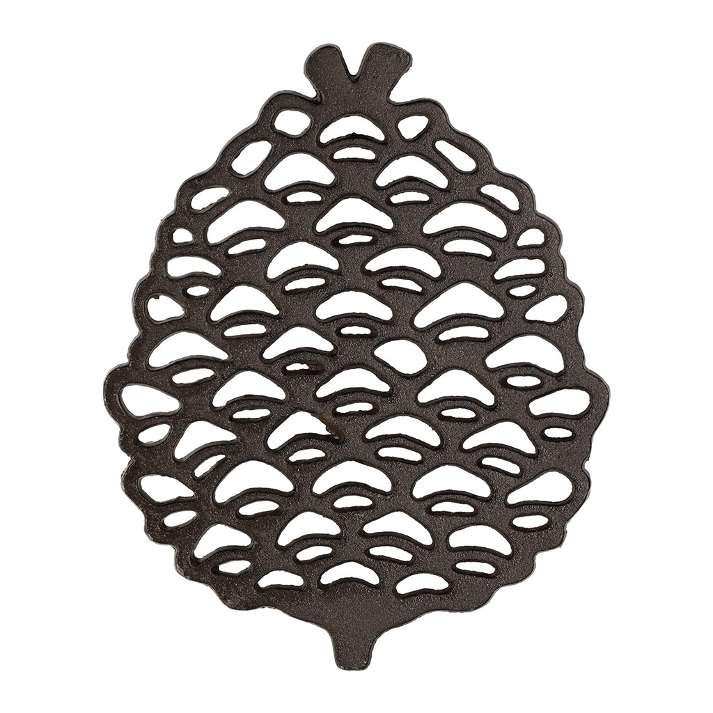 Dessous de plat pomme de pin en fonte brun 18x22cm