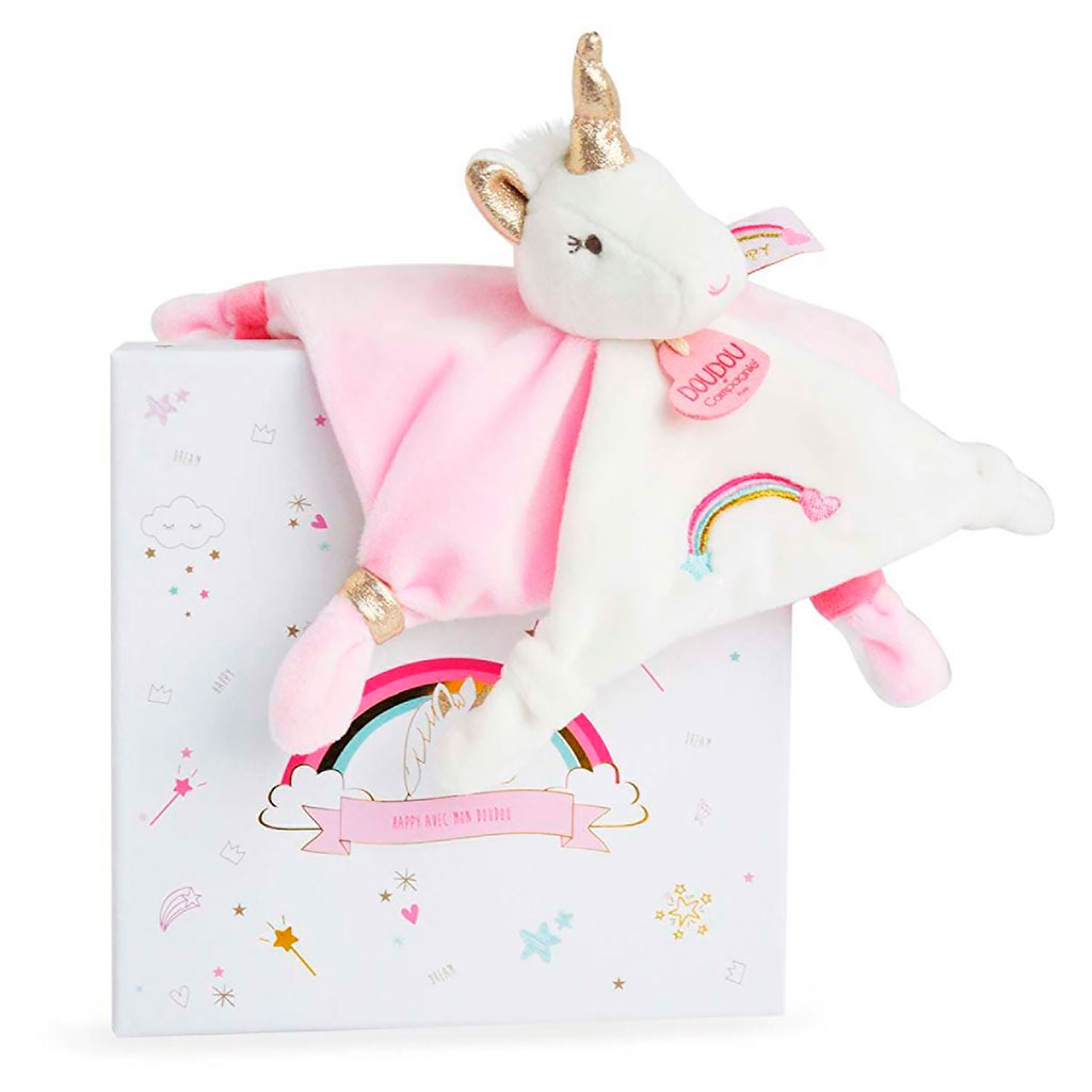 Doudou plat Licorne blanc et rose Fabrique de Styles