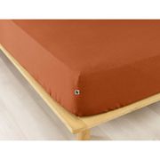 Drap housse en coton orange 140x190cm - Candice