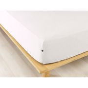 Drap housse en flanelle de coton neige 140x190cm - Candice