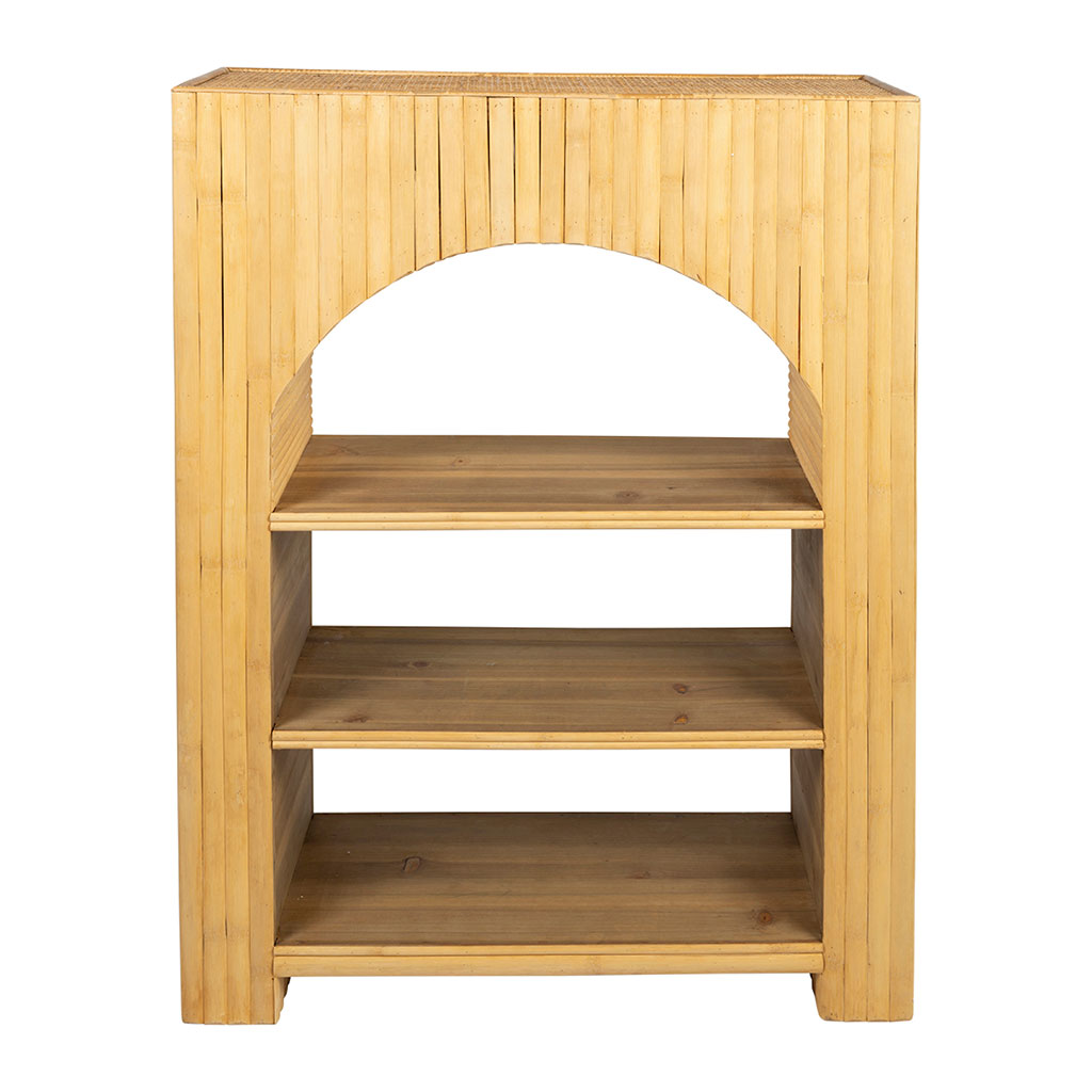 Étagère 3 niveaux en bambou et sapin naturel h80cm - Saori 