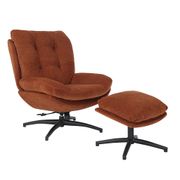 Fauteuil pivotant avec repose pieds en tissu rouille - Carles