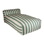 Fauteuil chaise longue de jardin en tissu rayé sauge et écru 190xh63cm - Sola