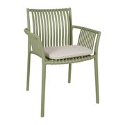 Fauteuil d'extérieur kaki avec coussin en tissu - Lumi